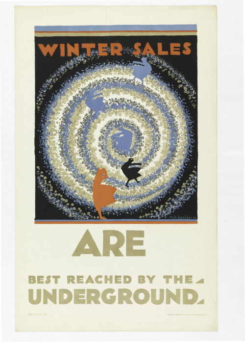 design-is-fine: Edward McKnight Kauffer, poster Winter Sales, 1922. For London  Underground. Via Cooper Hewitt 