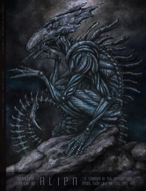 gaspadarynamol:drawed for my friend ^_^Giger’s xenodesign is quite good for dark atmosphere of Lovec