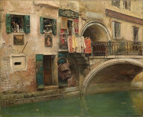 Vincenzo Caprile (1856 - 1936)“Canal in Venice”