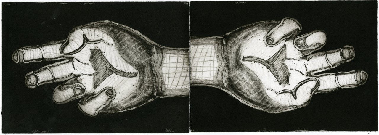 &ldquo;reach&rdquo; intaglio etching