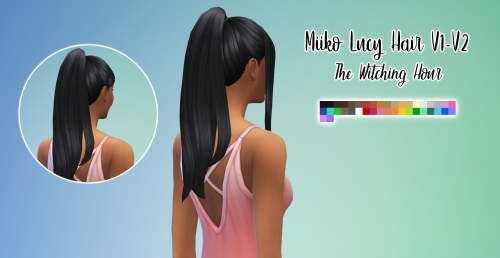 kittsims:Sims 4 Miiko Lucy Hair (tucked + loose bangs versions)  - The Witching Hour Recolour (