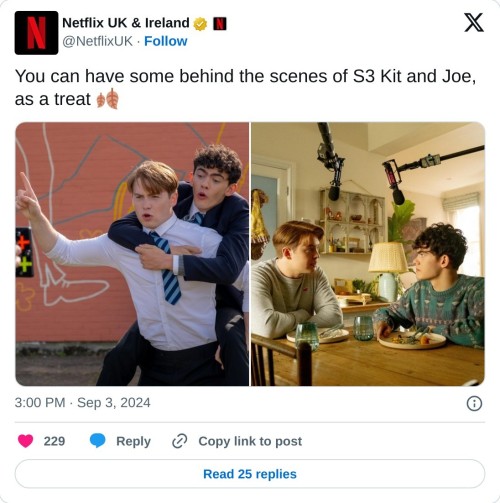 You can have some behind the scenes of S3 Kit and Joe, as a treat 🍂 pic.twitter.com/okHNbNVHYV

— Netflix UK & Ireland (@NetflixUK) September 3, 2024
