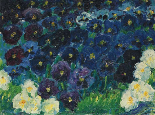 ageoftheart:The Blue FlowersArtist: Emile NoldeYear: 1908Type: Oil on canvaso