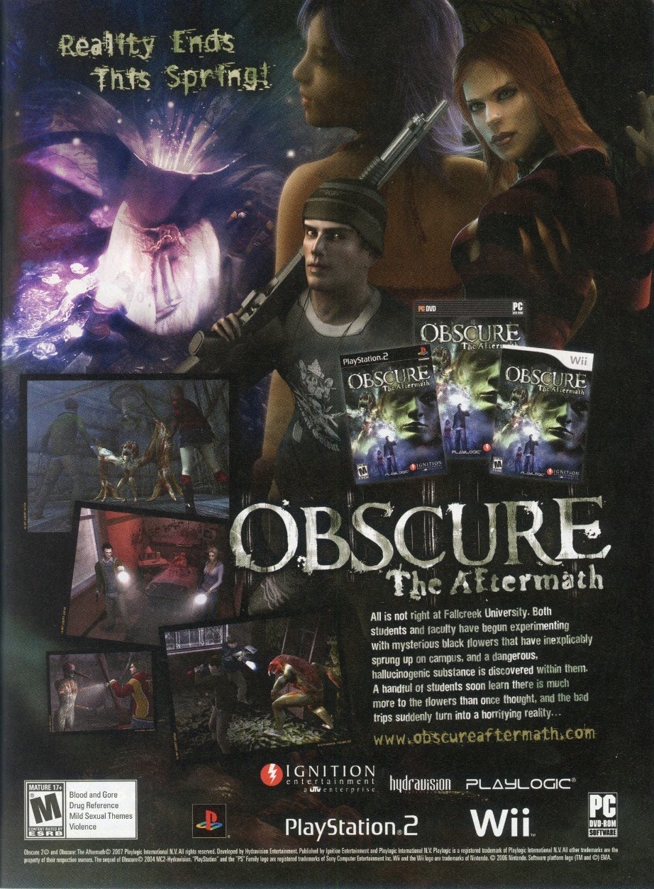 Obscure The Aftermath Sony Playstation 2 Game