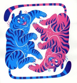 claradudleyillustration: Two pals playing footsie  Two color silkscreen - VE 