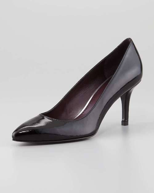 High Heels Blog Nova Patent Mid-Heel Pointy Pump, NeroSearch for more Heels by… via Tumblr