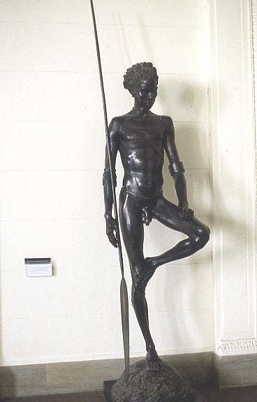 southsud:  A  6’-8&quot;    bronze sculpture of a Nuer Warrior (1921) by American