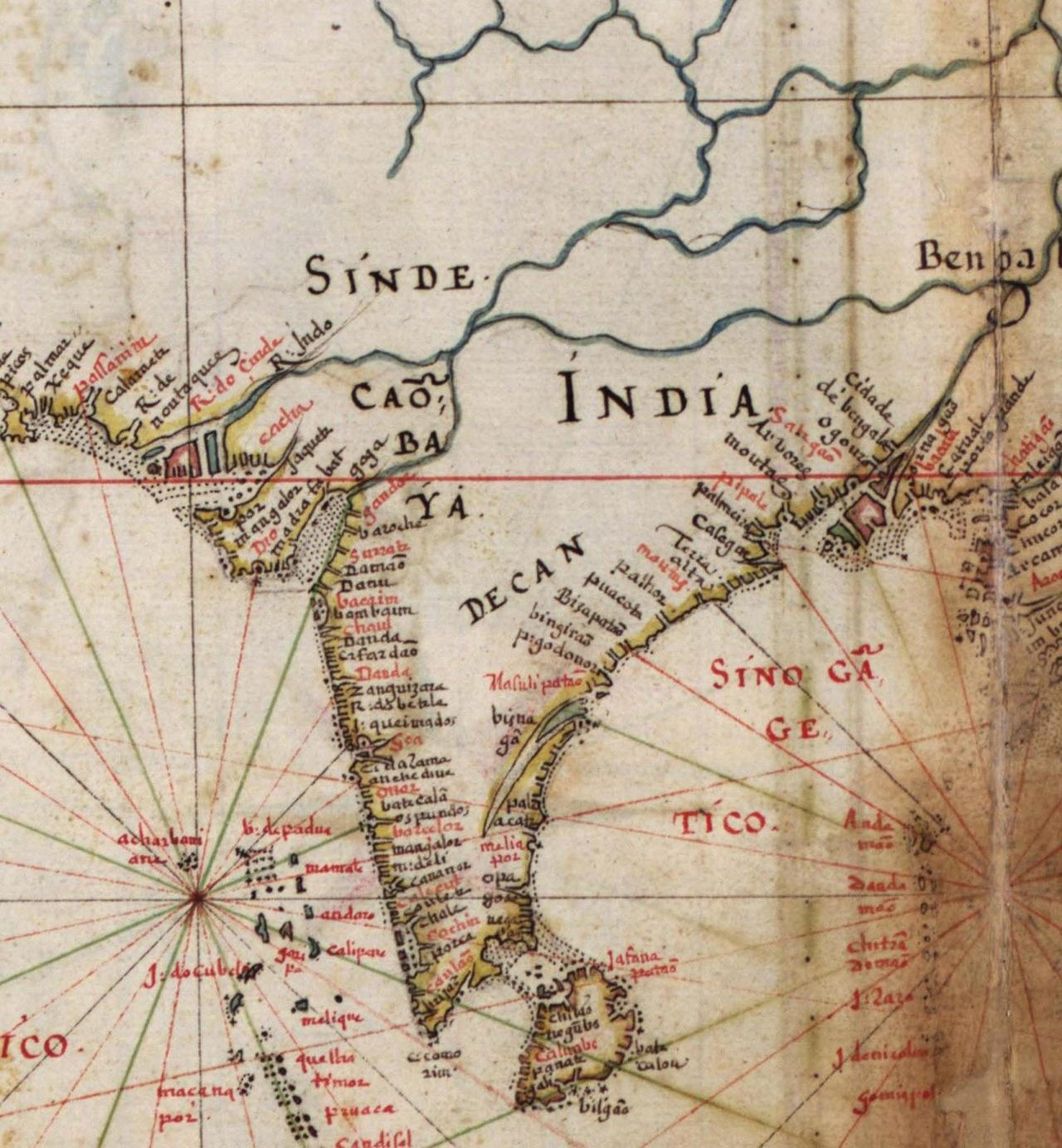 Old Portuguese map of India, 1630.