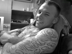 biblogdude:  Damn nice military cock!! Love the curve to it.  hoiphalloi:  inked military boi skimmingthetop:  Nice   