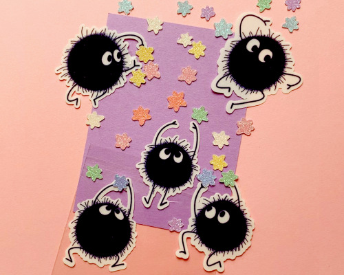 soot sprites come with sparkly candy stickers! 