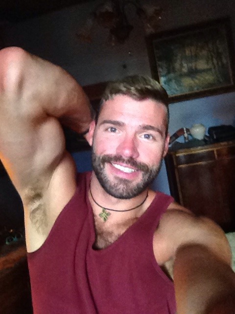 Hairy chest, legs,Beard and Mustache.