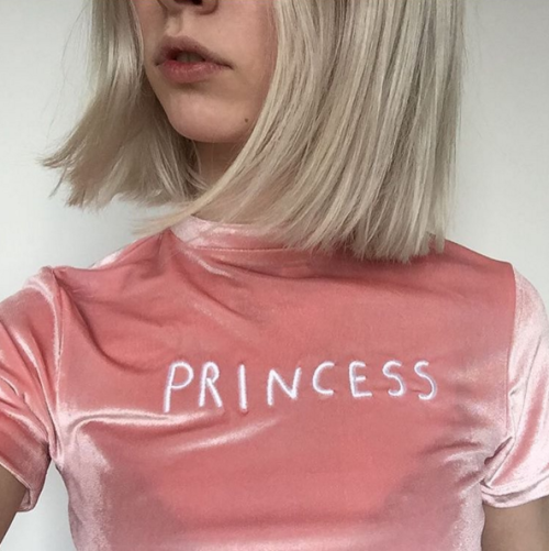 coquettefashion:Pink Velvet Princess Crop Top