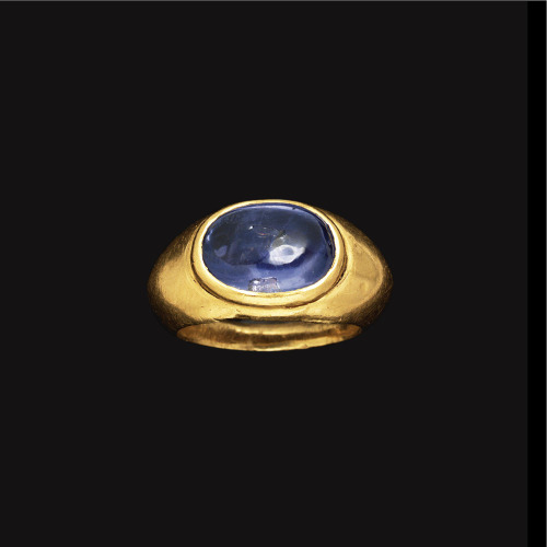 Gold and sapphire Roman ring, c. 1st-2nd centuries CE. From Sotheby’s Auctions
