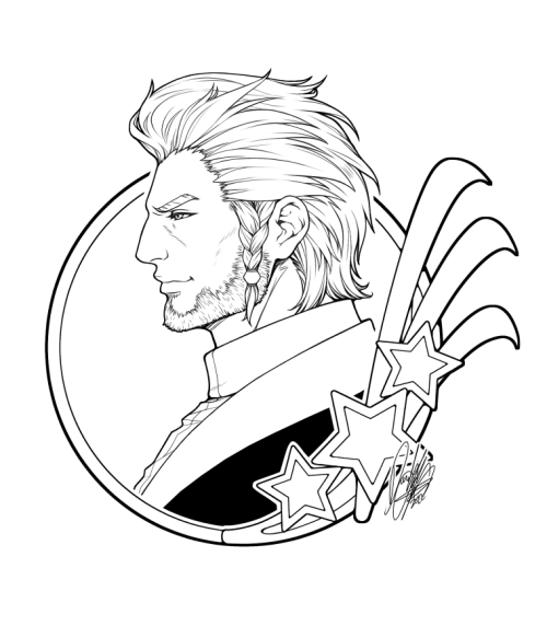 A commission/gift I made for a friend. It’s a logo based off of her FF14 warrior of light, Maximilli