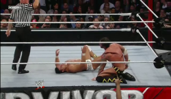 rwfan11:  CM Punk- trunks pulled by Del Rio at Survivor Series 2011 