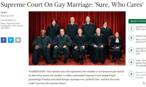 afternoonsnoozebutton: The Onion’s coverage on gay marriage has been on fire (x).