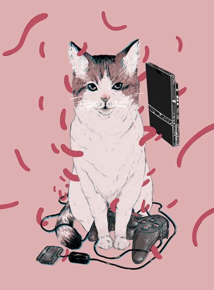 theawkwardgamer:  Love: Video Games, Girls &amp; Cats by Kyle Fewell (Behance)