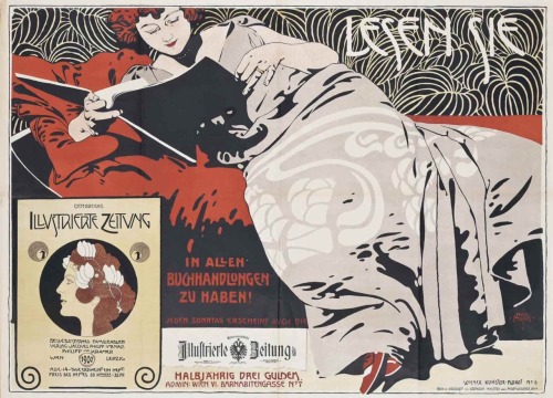 Lesen Sie.1900.Lithograph in colours.83 x 112 cm.Art by Koloman Moser.(1868-1918).