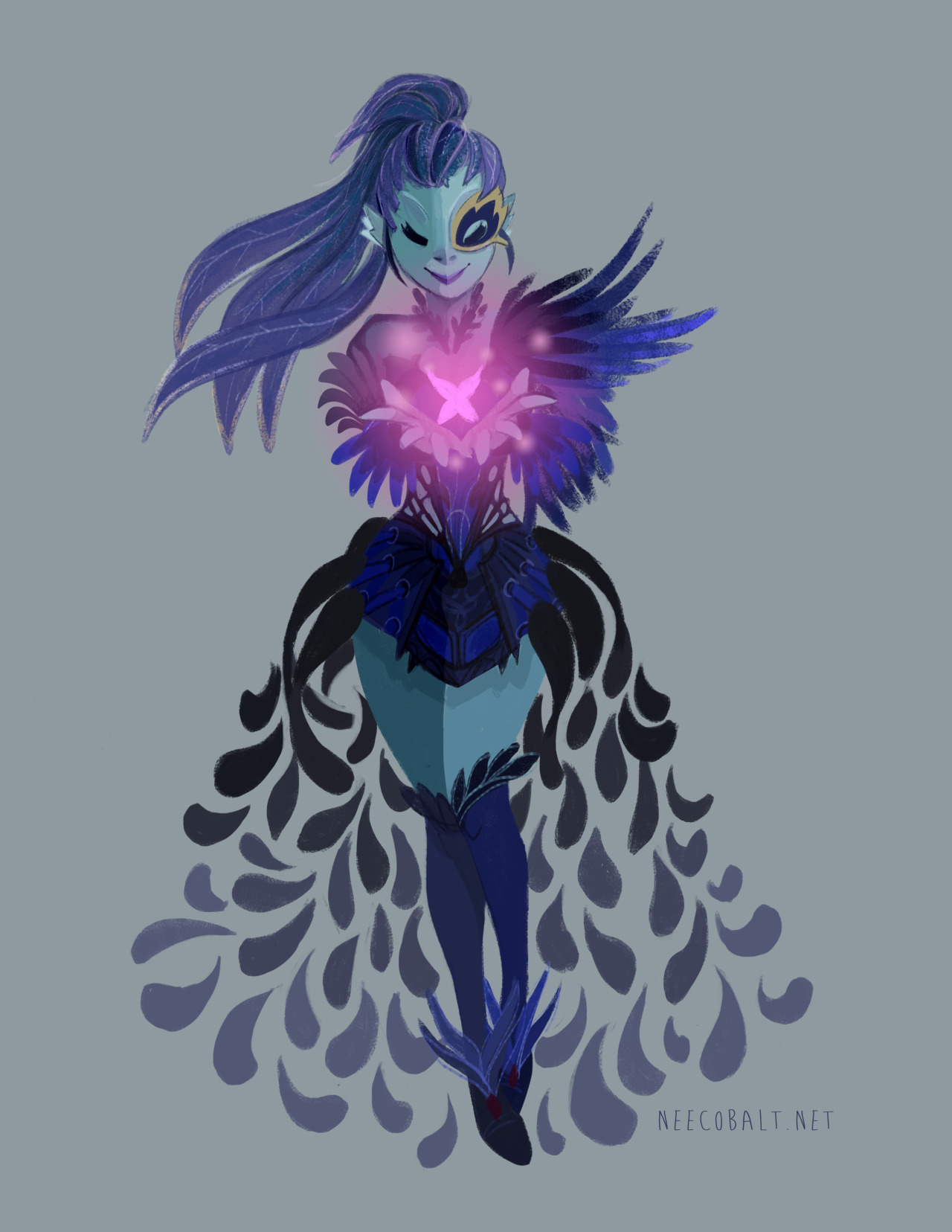 neecobalt:  4/5 GW2 Holiday Commissions, armor reference to anet; phoenix light armor