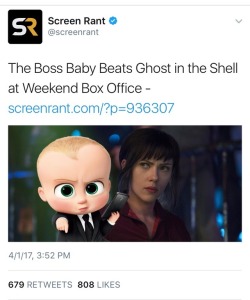 pyrrhics:  gizensha:  junepinetrees54:  weavemama:  lmao  It’s better than the headline implies, though. The live action, whitewashed, Ghost In The Shell saw a return of ม.5m on a 贎m budget in US launch weekend. It’s not just under performing