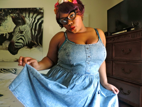 afatblackfairy:Boop I’m so cute~ &lt;3Dress: Forever 21Glasses: EtsyHeadband: Forever 21