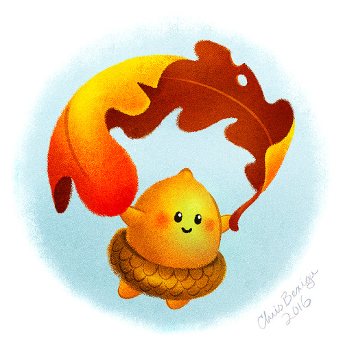 Here&rsquo;s a Kirby-esque acorn who&rsquo;s pretty pepped for the Fall!(Please don’t repost my work