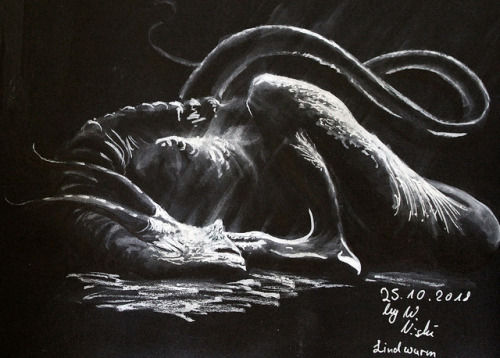 Inktober “Cryptids and Legends” No. 25LindwurmYou are allowed to use this piece as long 