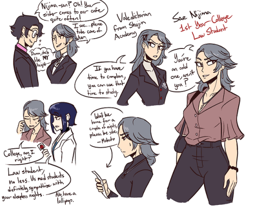 scruffyturtles: Two more pages for the Adult Confidant AU! Ft. the Nijima sisters~  Sae is