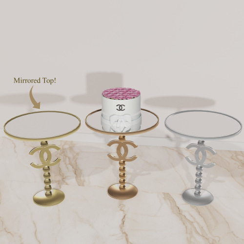 Luxe Chanel CC End Table • Chanel inspired end table • 10 Metal swatches | mirrored top!DOWNLOADPatr