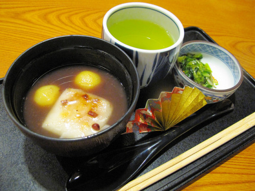 Oshiruko with Chestnuts and Mochi