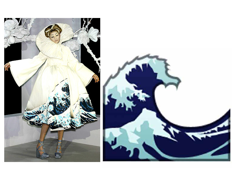 jakobhetzer:  nacktkatze:  Dior ss07 x wave emojiGalliano was inspired by the emoji !