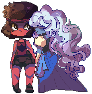 mskneesocks:  i’m in love with these two!this is my first couple pixel and my first pixel made with graphics gale and it shows but hey!  if every porkchop were perfect we wouldn’t have hotdogs