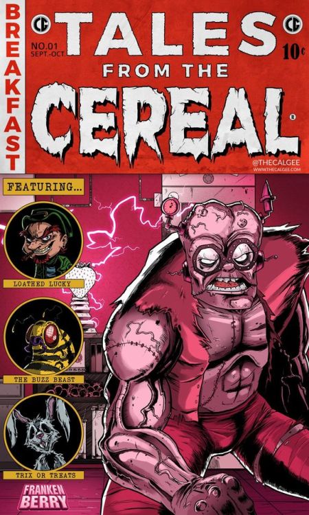 Monster Cereal Mascots on Tales from the Crypt Style Comic Covers