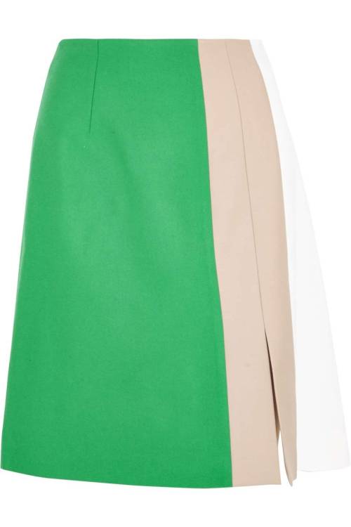 Marisa Color-Block Wool-Gabardine Skirt, Jonathan Saunders, Jade, Women’s, Size: 34You’l