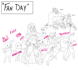 speyerboot: “Fan Day At Overwatch”  I wanted to draw a short Roadhog comic. HE IS LOVED!   @megglesworth 
