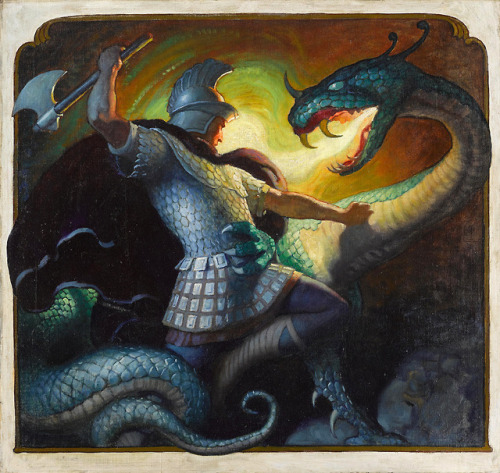 shear-in-spuh-rey-shuhn:N.C. WYETHLegends Of CharlemagneOil on Canvas24″ x 25.5″