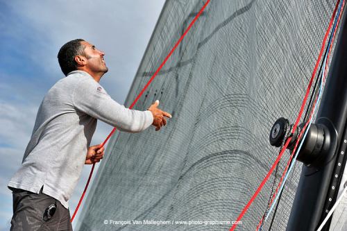 2014/10/10 : Giancarlo Pedote training for Rhum.
Off Ile de Groix, south Britanny, onboard with italian skipper Giancarlo Pedote, training for “Route du Rhum”, on his Class 40 “Fantastica”.