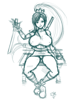 Taki/Tifa fusion sketch.  Dunno when I&rsquo;ll get around to finishing this one.