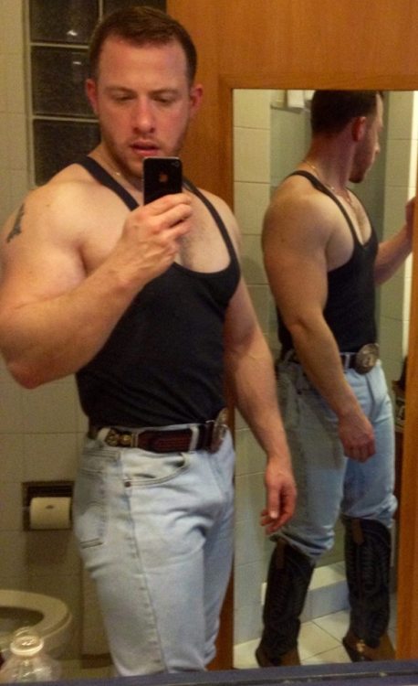 bootslaveboyusa:  Yeah cowboy the taller the boots the more to make this faggot lick.