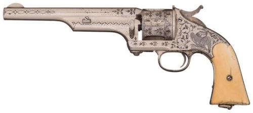 Factory engraved Merwin & Hulbert large frame revolver with ivory grips, mid to late 19th centur