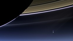 the-science-llama:  jtotheizzoe:  Space Selfies, Enhanced NASA and JPL have just released these enhanced versions of last week’s spacey self-portraits as captured from Cassini (orbiting Saturn) and MESSENGER (orbiting Mercury). The raw image (here)