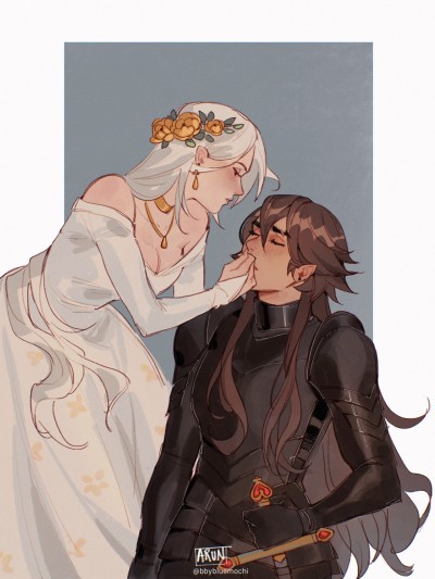 bbybluemochi:Some drawings I did for a lesbian fairytale I&rsquo;m working on