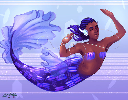 ace-artemis-fanartist:Iko from The Lunar Chronicles as a cyber mermaid. Surfing the net listening to