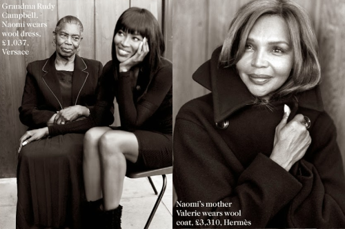 naomihitme:  Naomi,  Naomi’s Grandma Rudy, Naomi’s Mom Valerie Campell, Azzedine Alaïa, Malaika Firth, Riley Montana,  Alewya Demmisse, and Tinie Tempah photographed by Bruce Weber, Vogue UK September 2014 