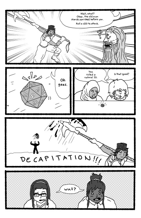 bikiniarmorbattledamage:  dungeonsdonuts:  Part 1 of my comic “My First Character”, a D&D inspired story of friends rolling dice together for the first time.  Not gonna lie, this is the first comic project I’ve done since I was in