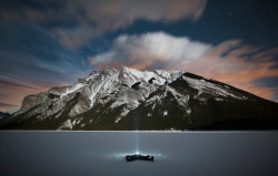 nubbsgalore:  self portratis by paul zizka in banff national park (see also: victor liu and previous posts of the aurora and milky way) 