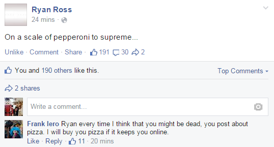 bandomwagon:  not sure if I should be laughing at the status or the comment