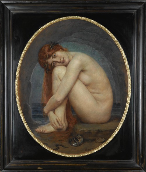 Venus.Oil on Canvas.Image size : 100.5 by 81 cm.(oval).Art by Fritz Georg Papperitz.(1846-1918).