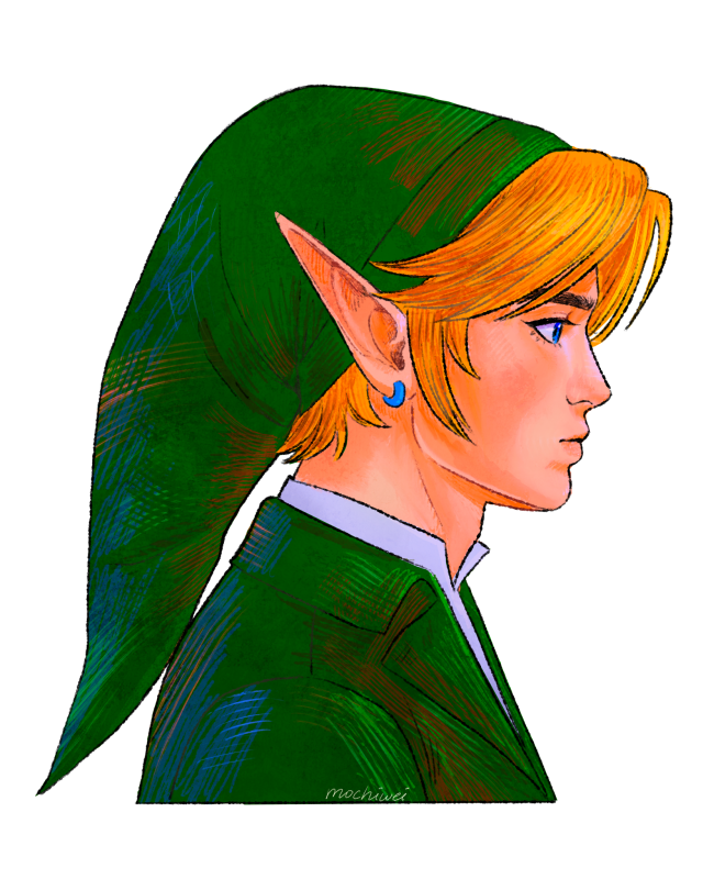 Link from Ocarina of Time in profile-view looking right