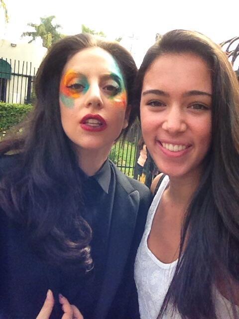 ladyxgaga:  Gaga with fans a few moments ago. 